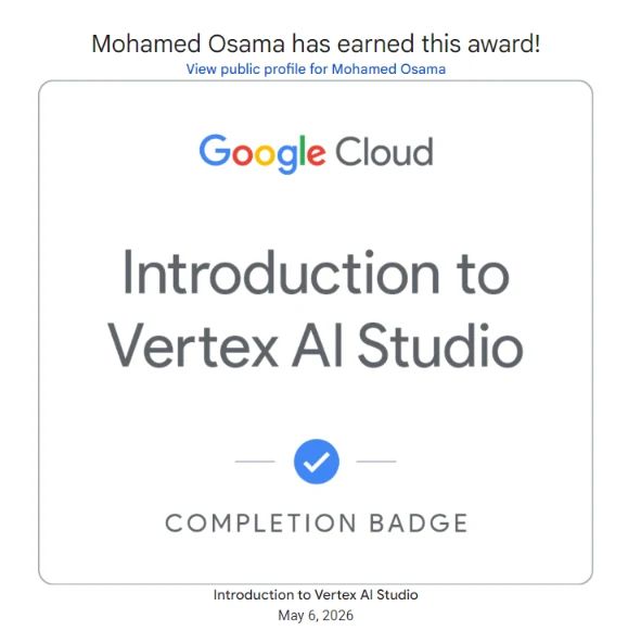 شهادة استوديو الذكاء الاصطناعي — Google Cloud Vertex AI Studio